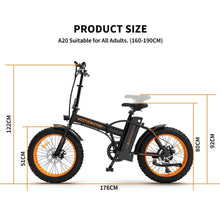 Load image into Gallery viewer, Aostirmotor A20 Fat Tire Folding E-Bike Product Size