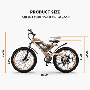 Aostirmotor S18 1500W Snakeskin Grain E-Bike Product Size
