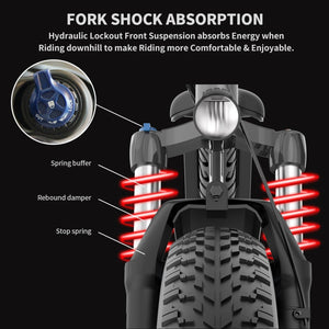 Aostirmotor S18 750W All Terrain Mountain E-Bike Fork Shock Absorption
