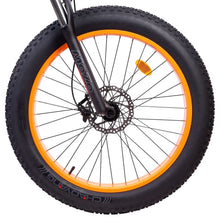 Load image into Gallery viewer, Ecotric UL-Certified Hammer Fat Tire Beach Snow Electric Bike Orange Front Wheel