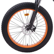 Load image into Gallery viewer, Ecotric UL-Certified Hammer Fat Tire Beach Snow Electric Bike Orange Front Wheel