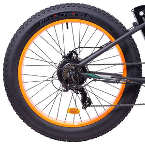 Ecotric UL-Certified Hammer Fat Tire Beach Snow Electric Bike Orange Rear Wheel