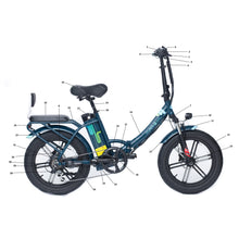 Load image into Gallery viewer, GreenBike Electric City PATH Folding E-Bike | Dark Blue - 